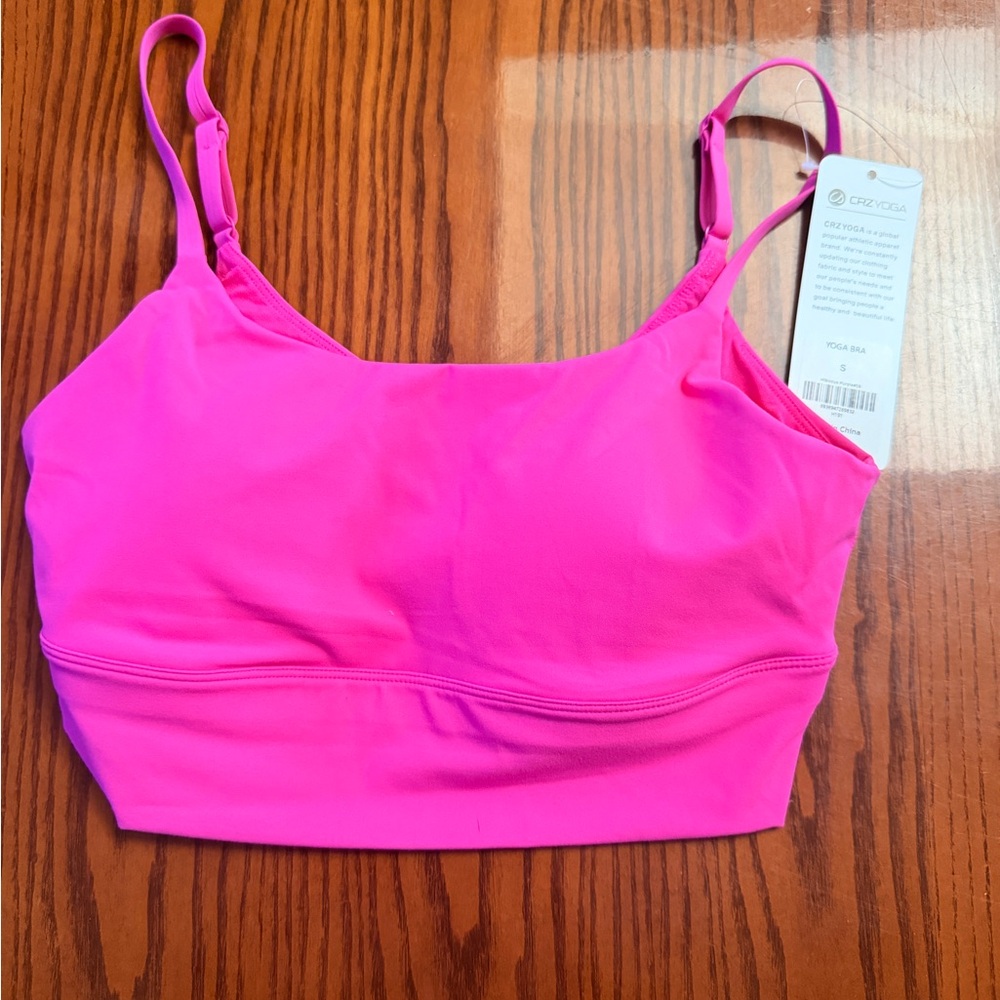 CRZ YOGA Bright Hot Pink Adjustable-Strap Sports Bra